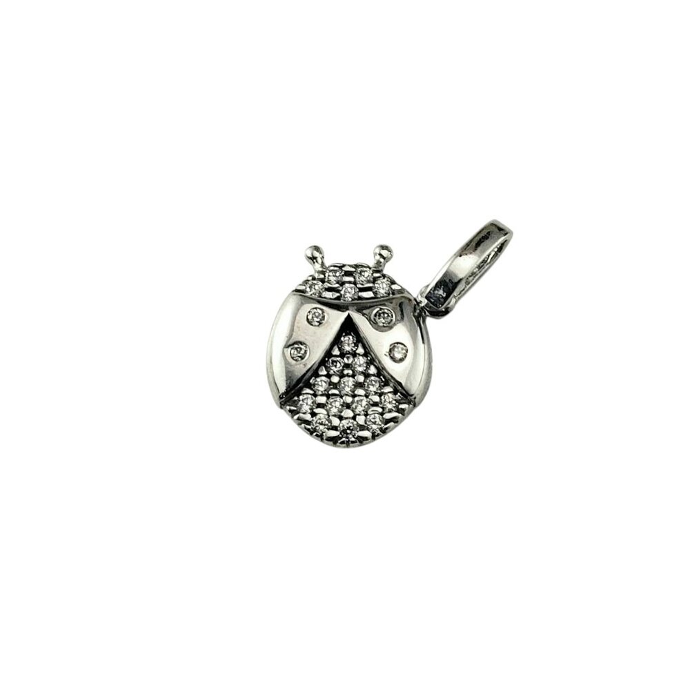 Fratelli 18 Karat White Gold and Clear Stone Ladybug Charm #22725